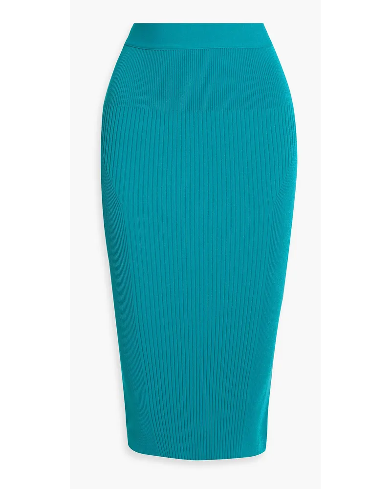 Hervé Léger Ribbed-knit midi skirt - Blue Blue