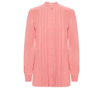 Bead-embellished pintucked silk-chiffon shirt - Pink