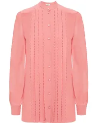 Valentino Garavani Bead-embellished pintucked silk-chiffon shirt - Pink Pink