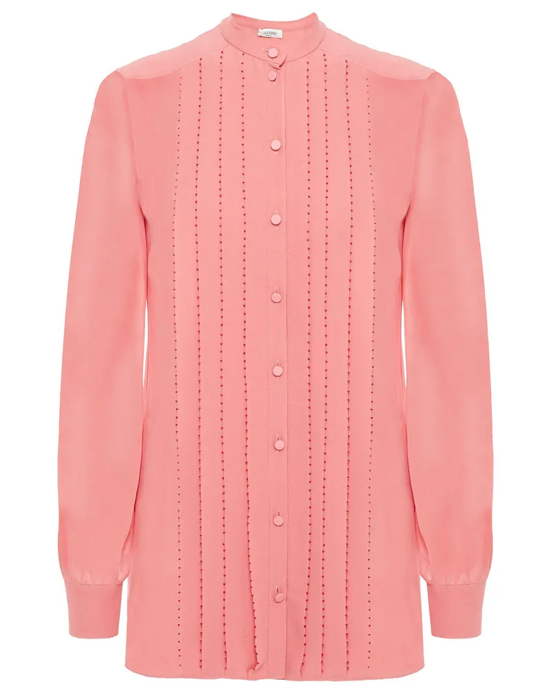 Valentino Garavani Bead-embellished pintucked silk-chiffon shirt - Pink Pink