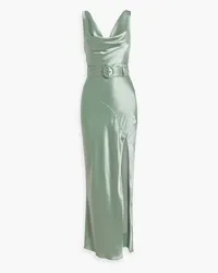 NICHOLAS Bette draped belted satin maxi dress - Green Green