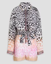 Camilla Crystal-embellished leopard-print linen playsuit - Animal print Animal