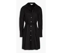 Belted linen-blend mini shirt dress - Black