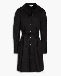 Vince Belted linen-blend mini shirt dress - Black Black