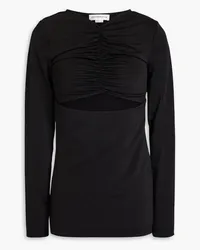 Victoria Beckham Ruched cutout satin-jersey top - Black Black