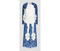 Cotton-blend guipure lace midi dress - White