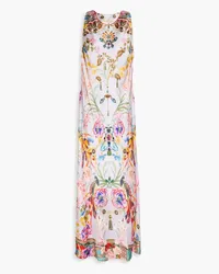 Camilla Crystal-embellished printed silk maxi dress - Purple Purple