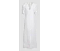 Gahthered ramie-gauze maxi dress - White