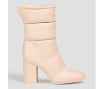 Shearling-lined quilted leather ankle boots - White
