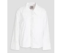 Matleena ruffled organic cotton-poplin shirt - White