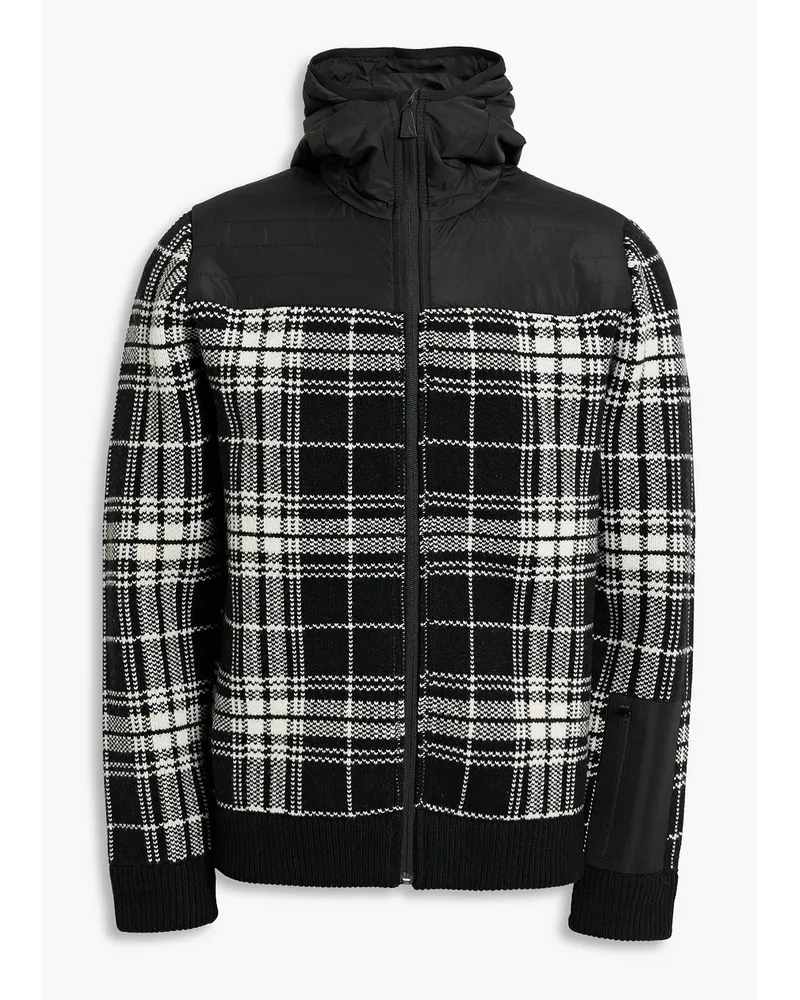 Aztech Mountain Larkspur shell-paneled jacquard-knit wool zip-up hoodie - Black Black
