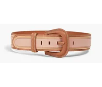 Color-block leather belt - Brown