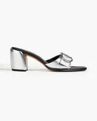 3.1 phillip lim Naomi 70 buckled metallic pebbled-leather mules - Metallic Metallic