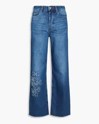 Ganni Appliquéd high-rise straight-leg jeans - Blue Blue