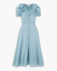 The Great The Sunrise ruffled cotton-voile midi dress - Blue Blue