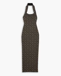 Balmain Metallic halterneck jacquard-knit maxi dress - Black Black