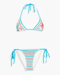 Zimmermann Floral-print halterneck bikini - Blue Blue