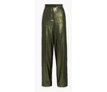 Claire sequined crepe wide-leg pants - Green