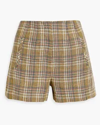 Veronica Beard Jazmin checked linen shorts - Green Green