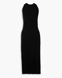 Helmut Lang Draped stretch-jersey midi dress - Black Black