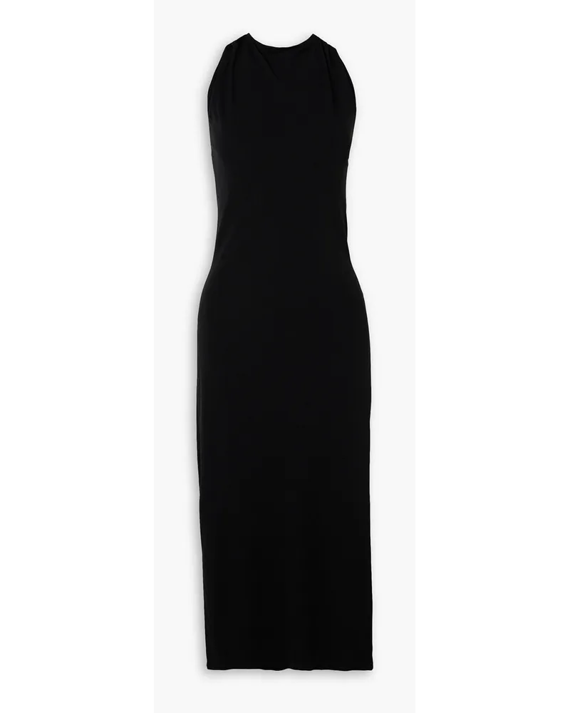Helmut Lang Draped stretch-jersey midi dress - Black Black