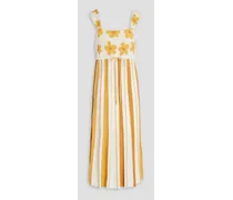 Sunray jacquard-knit linen-blend midi dress - Yellow