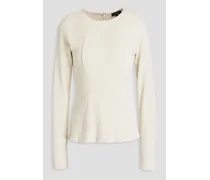 Mélange ribbed-knit top - White