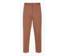 Tapered wool-twill pants - Brown