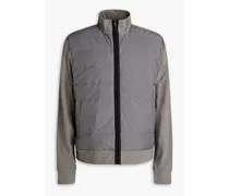 Jersey-paneled quilted shell jacket - Gray