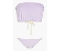 Victor cotton-blend terry bandeau bikini - Purple