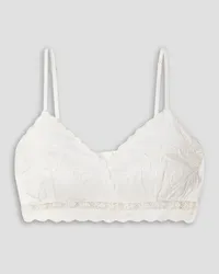 LoveShackFancy Pabla crochet-trimmed embroidered silk bra top - White White