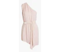 Ella one-shoulder sequined chiffon mini dress - Pink