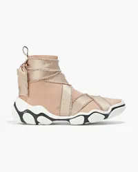 RED Valentino Glam Run satin-trimmed stretch-knit high-top sneakers - Neutral Neutral