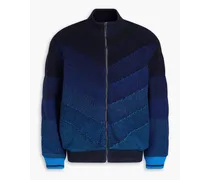 Quilted dégradé bouclé-knit bomber jacket - Blue