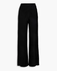 Giorgio Armani Wrap-effect striped satin-jersey wide-leg pants - Black Black