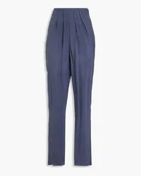 Emporio Armani Pintucked washed twill tapered pants - Blue Blue