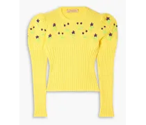 Oma embroidered ribbed wool sweater - Yellow