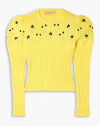 CORMIO Oma embroidered ribbed wool sweater - Yellow Yellow