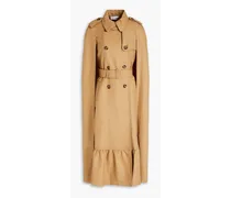 Cape-effect wool-gabardine trench coat - Brown
