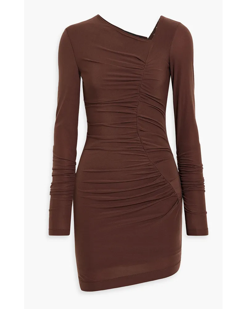 Helmut Lang Ruched jersey mini dress - Brown Brown