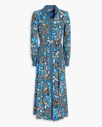 Diane von Furstenberg Alea belted printed crepe midi shirt dress - Blue Blue