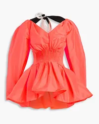 Roksanda Ilincic Pleated neon taffeta peplum blouse - Orange Orange