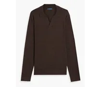 Aurelio cotton and wool-blend polo sweater - Brown
