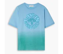 Appliquéd dégradé cotton-jersey T-shirt - Blue