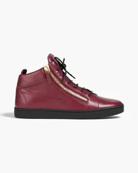 Giuseppe Zanotti Brek zip-detailed leather sneakers - Burgundy Burgundy