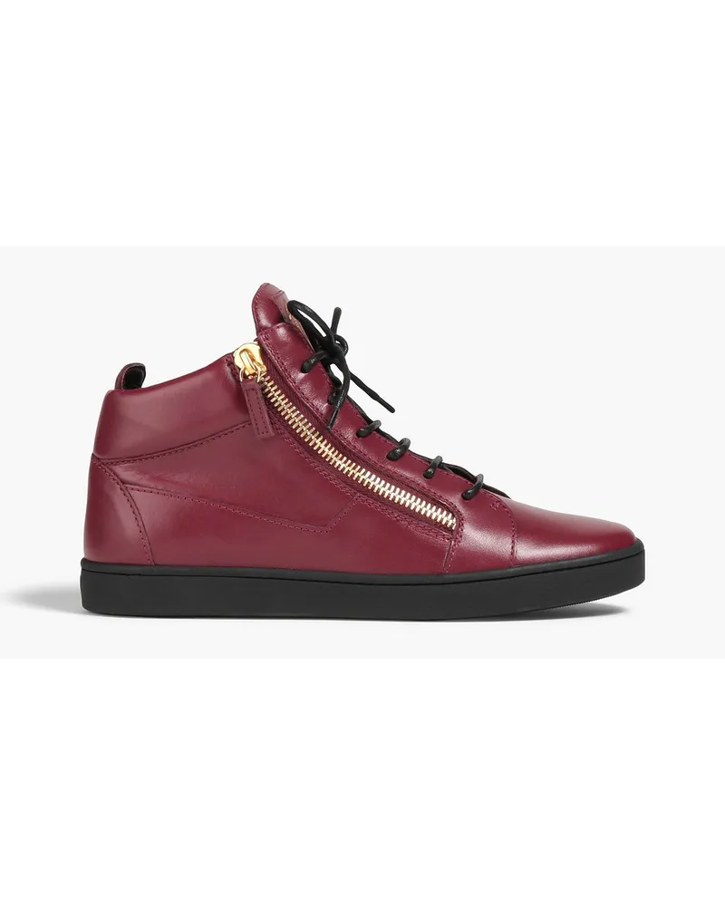 Giuseppe Zanotti Brek zip-detailed leather sneakers - Burgundy Burgundy