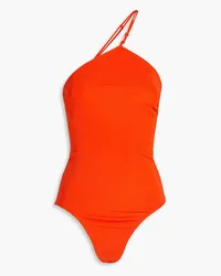 Frame Denim One-shoulder knotted jersey bodysuit - Orange Orange