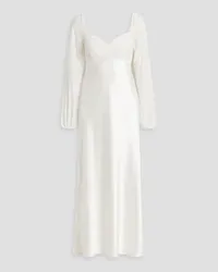 RIXO Gio velvet-paneled silk-satin midi dress - White White