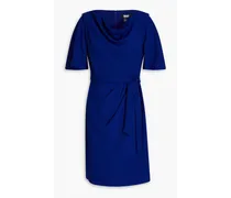 Wrap-effect draped stretch-crepe mini dress - Blue