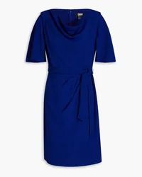 DKNY Wrap-effect draped stretch-crepe mini dress - Blue Blue